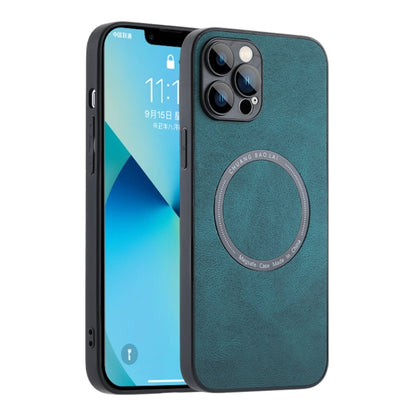 For iPhone 12 Magsafe Leather Texture Phone Case(Green) - iPhone 12 / 12 Pro Cases by buy2fix | Online Shopping UK | buy2fix