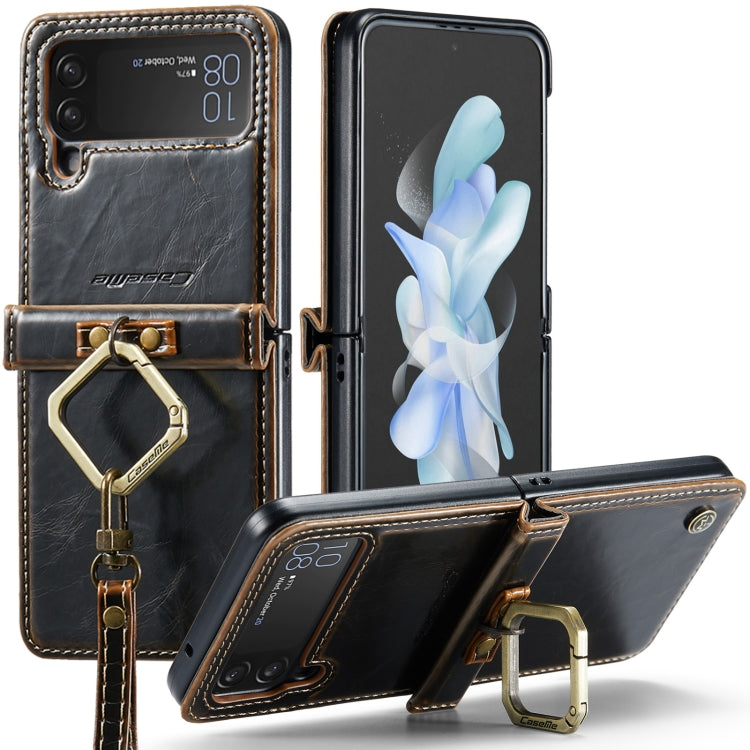 For Samsung Galaxy Z Flip4 CaseMe 003 Crazy Horse Texture Leather Phone Case with Lanyard(Coffee) - Galaxy Z Flip4 5G Cases by CaseMe | Online Shopping UK | buy2fix