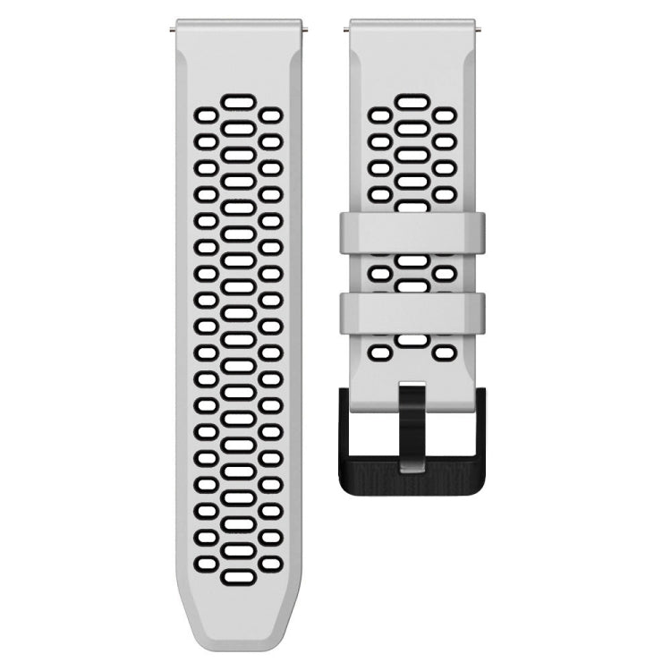 For Suunto 7 Three Rows Holes Silicone Watch Band(White Black) -  by buy2fix | Online Shopping UK | buy2fix