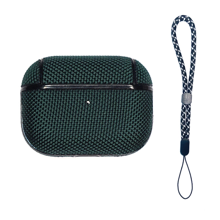 For AirPods Pro 2 Nylon Waterproof Wireless Earphone Case with Lanyard(Dark Green) - For AirPods Pro 2 by buy2fix | Online Shopping UK | buy2fix