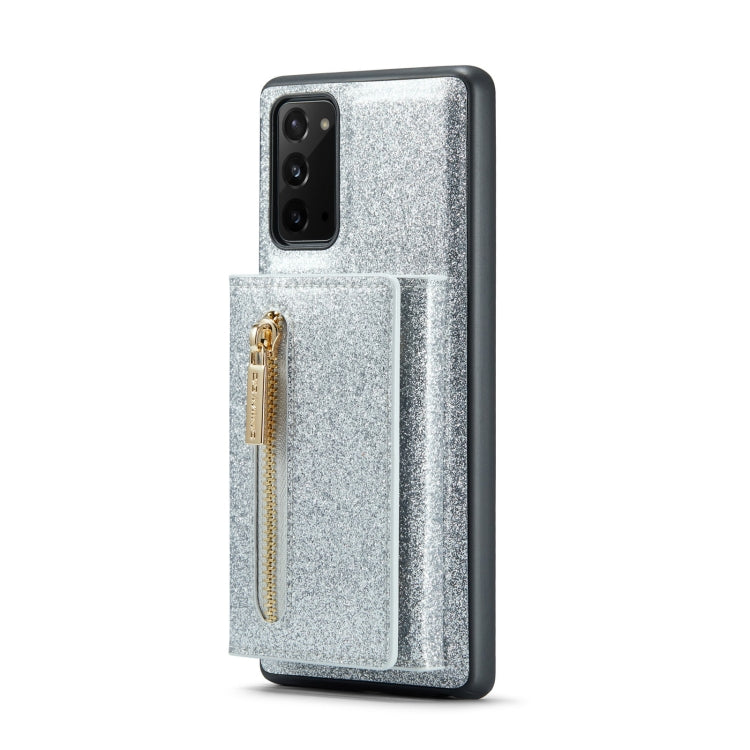 For Samsung Galaxy Note20 DG.MING M3 Series Glitter Powder Card Bag Leather Case(Silver) - Galaxy Note20 Cases by DG.MING | Online Shopping UK | buy2fix