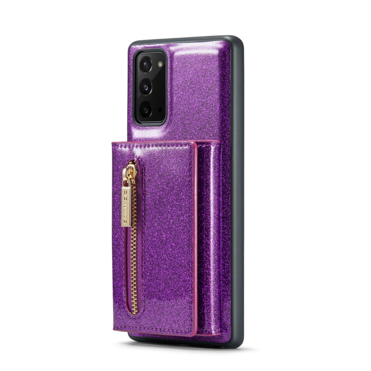 For Samsung Galaxy Note20 DG.MING M3 Series Glitter Powder Card Bag Leather Case(Dark Purple) - Galaxy Note20 Cases by DG.MING | Online Shopping UK | buy2fix