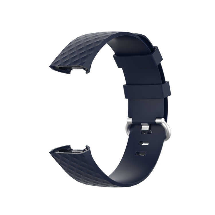 18mm Silver Color Buckle TPU Wrist Strap Watch Band for Fitbit Charge 4 / Charge 3 / Charge 3 SE, Size: S(Navy Blue) - Watch Bands by buy2fix | Online Shopping UK | buy2fix