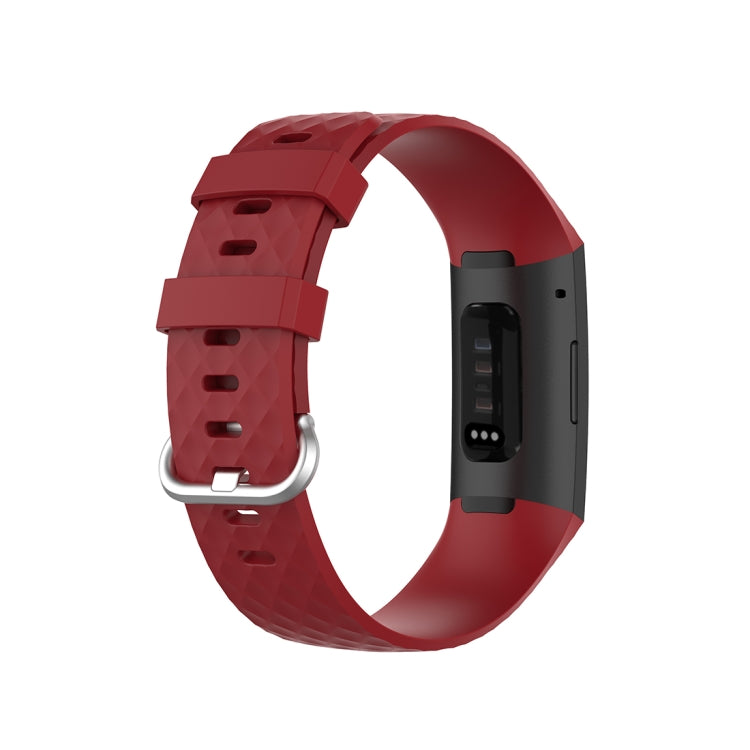 18mm Silver Color Buckle TPU Wrist Strap Watch Band for Fitbit Charge 4 / Charge 3 / Charge 3 SE, Size: L(Red) - Watch Bands by buy2fix | Online Shopping UK | buy2fix