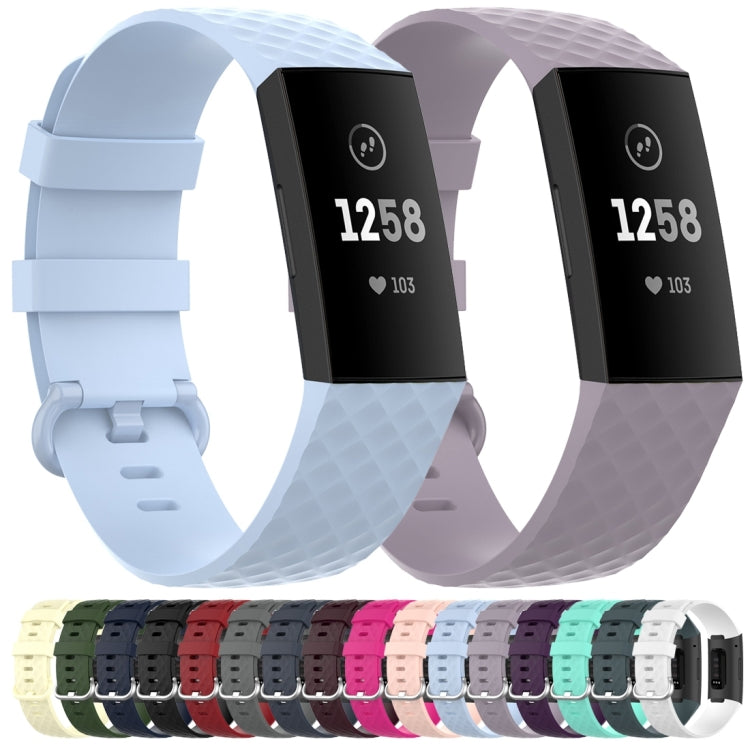 18mm Silver Color Buckle TPU Wrist Strap Watch Band for Fitbit Charge 4 / Charge 3 / Charge 3 SE, Size: L(Dark Purple) - Watch Bands by buy2fix | Online Shopping UK | buy2fix