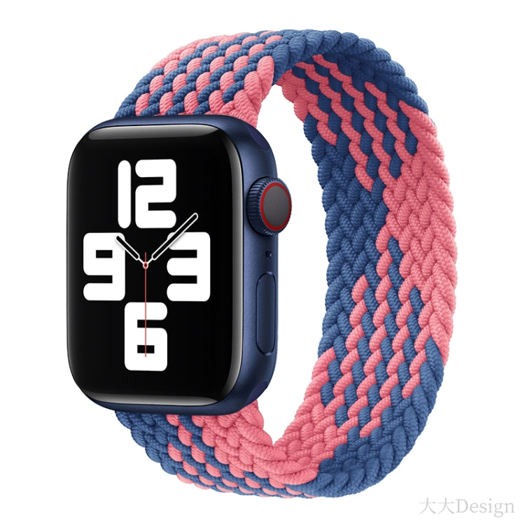 Nylon Single-turn Braided Watch Band For Apple Watch Ultra 49mm&Watch Ultra 2 49mm / Series 9&8&7 45mm / SE 3&SE 2&6&SE&5&4 44mm / 3&2&1 42mm, Length:135mm(W Blue Pink) - Watch Bands by buy2fix | Online Shopping UK | buy2fix