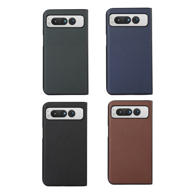 For Google Pixel Fold Lambskin Texture Genuine Leather Phone Case(Brown) - Google Cases by buy2fix | Online Shopping UK | buy2fix