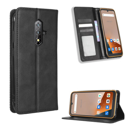 For Blackview BV5200 Magnetic Buckle Retro Texture Leather Phone Case(Black) - More Brand by buy2fix | Online Shopping UK | buy2fix