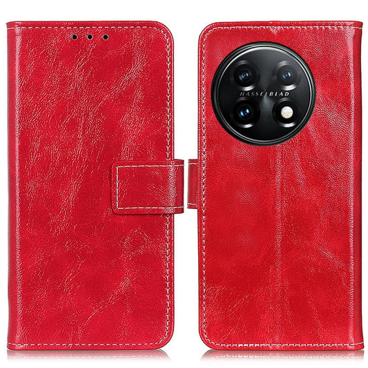 For OnePlus 11 5G Retro Crazy Horse Texture Leather Phone Case(Red) - OnePlus Cases by buy2fix | Online Shopping UK | buy2fix