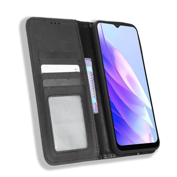 For Blackview A52 Magnetic Buckle Retro Texture Leather Phone Case(Black) - More Brand by buy2fix | Online Shopping UK | buy2fix