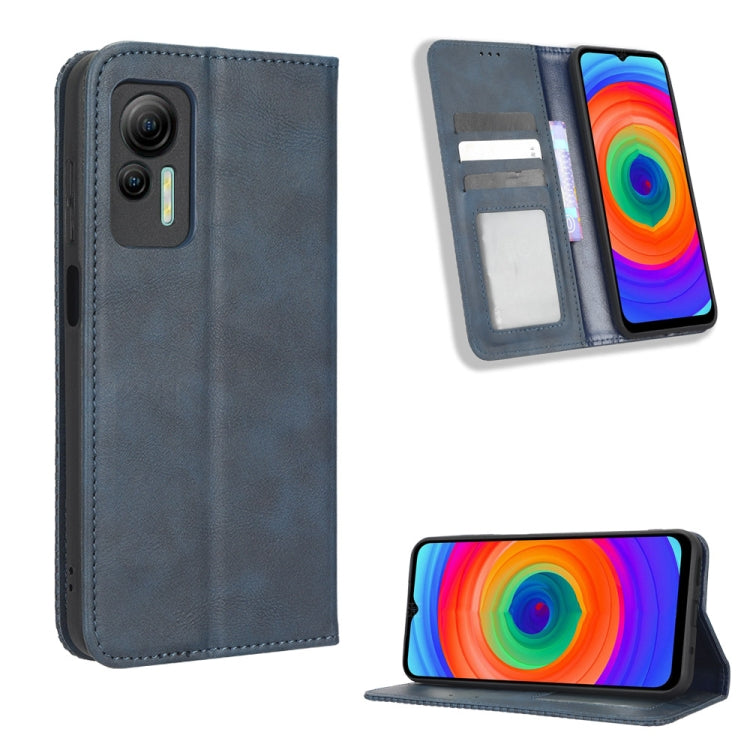 For Ulefone Note 14 Magnetic Buckle Retro Texture Leather Phone Case(Blue) - Ulefone Cases by buy2fix | Online Shopping UK | buy2fix