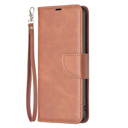 For Xiaomi Redmi Note 13 4G Global Lambskin Texture Pure Color Flip Leather Phone Case(Brown) - Note 13 Cases by buy2fix | Online Shopping UK | buy2fix