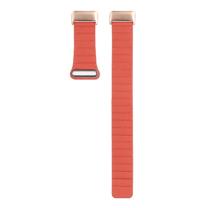 For Fitbit Charge 5 Magnetic Loop Leather Watch Band(Orange) - Watch Bands by buy2fix | Online Shopping UK | buy2fix