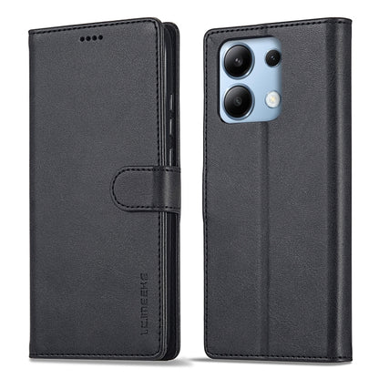 For Xiaomi Redmi Note 13 4G LC.IMEEKE Calf Texture Leather Phone Case(Black) - Note 13 Cases by LC.IMEEKE | Online Shopping UK | buy2fix