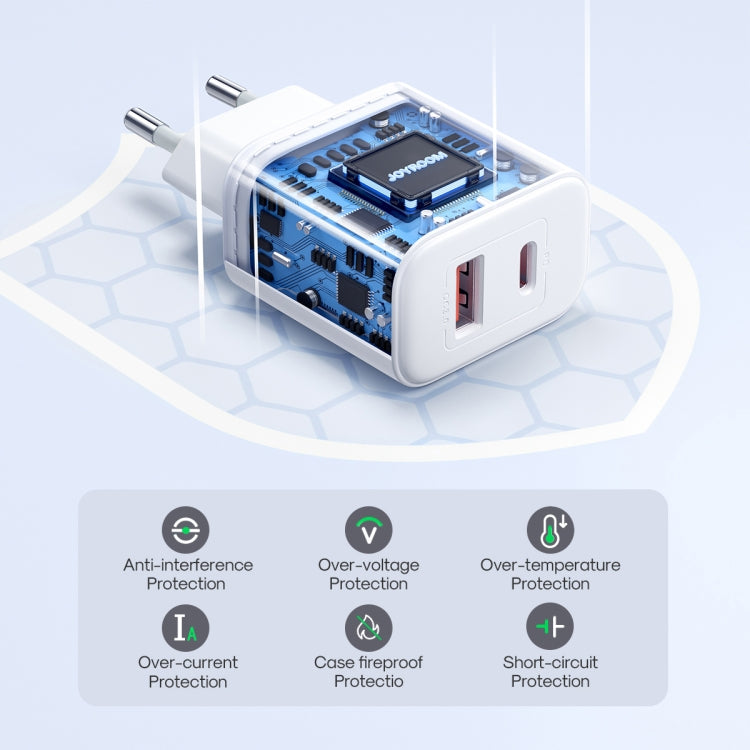 J0YROOM TCF05 20W USB+USB-C/Type-C Dual Interface Fast Charger Set, Specification:EU Plug(White) - USB Charger by JOYROOM | Online Shopping UK | buy2fix