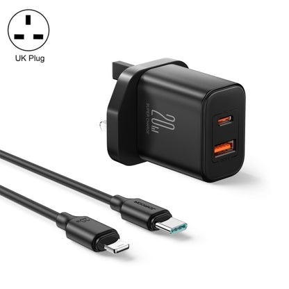 J0YROOM TCF05 20W USB+USB-C/Type-C Dual Interface Fast Charger Set, Specification:UK Plug(Black) - USB Charger by JOYROOM | Online Shopping UK | buy2fix