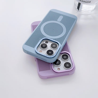 For iPhone 12 Grid Cooling MagSafe Magnetic Phone Case(Sierra Blue) - iPhone 12 / 12 Pro Cases by buy2fix | Online Shopping UK | buy2fix