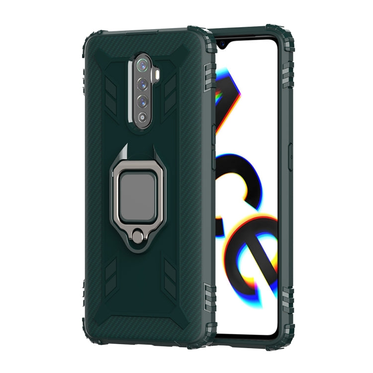 For OPPO Realme X2 Pro / Reno Ace Carbon Fiber Protective Case with 360 Degree Rotating Ring Holder(Green) - Realme Cases by buy2fix | Online Shopping UK | buy2fix