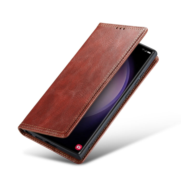 For Samsung Galaxy S23 Ultra 5G FIERRE SHANN Vintage Bark Texture Wallet Leather Phone Case(Brown) - Galaxy S23 Ultra 5G Cases by FIERRE SHANN | Online Shopping UK | buy2fix