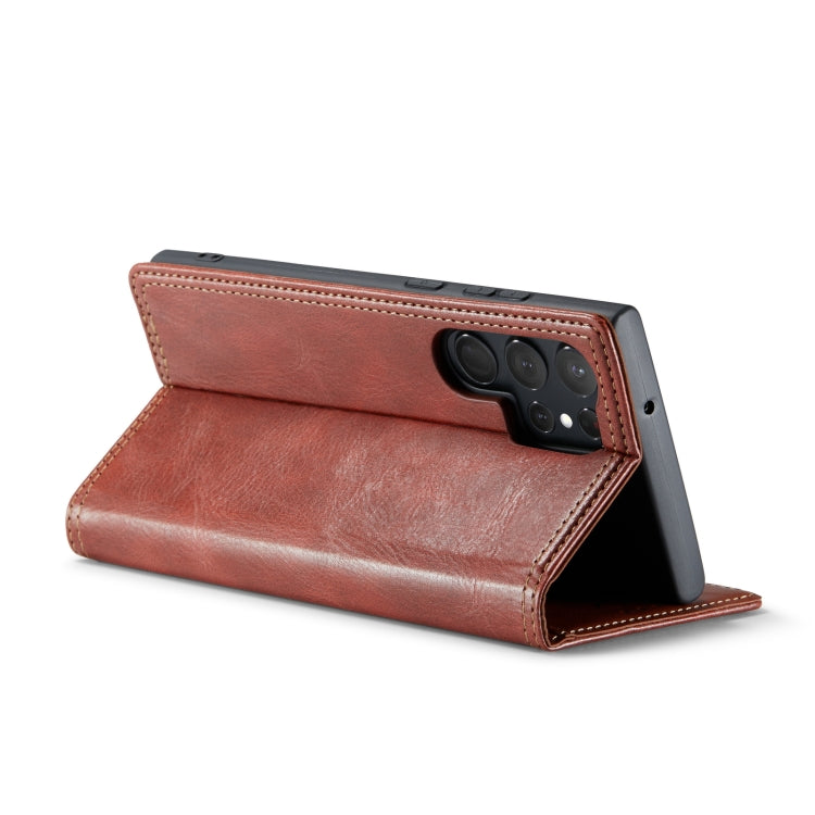 For Samsung Galaxy S23 Ultra 5G FIERRE SHANN Vintage Bark Texture Wallet Leather Phone Case(Brown) - Galaxy S23 Ultra 5G Cases by FIERRE SHANN | Online Shopping UK | buy2fix