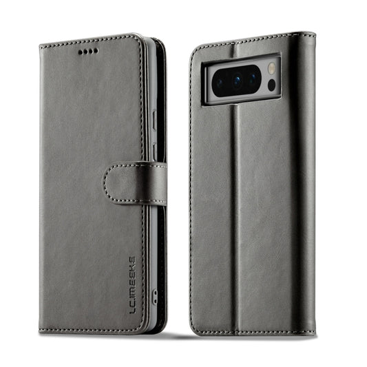 For Google Pixel 8 Pro LC.IMEEKE Calf Texture Horizontal Flip Leather Case(Grey) - Google Cases by LC.IMEEKE | Online Shopping UK | buy2fix