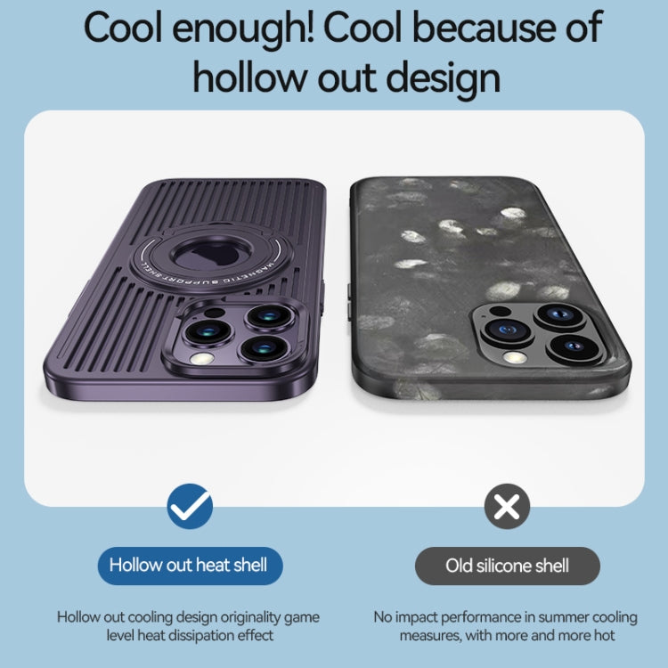 For iPhone 12 Cooling MagSafe Magnetic Ring Holder Phone Case(Purple) - iPhone 12 / 12 Pro Cases by buy2fix | Online Shopping UK | buy2fix