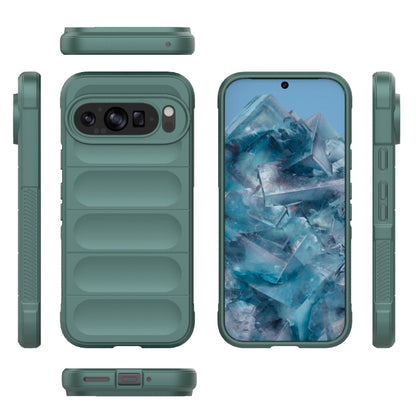 For Google Pixel 9 Pro 5G Magic Shield TPU + Flannel Phone Case(Dark Green) - Google Cases by buy2fix | Online Shopping UK | buy2fix