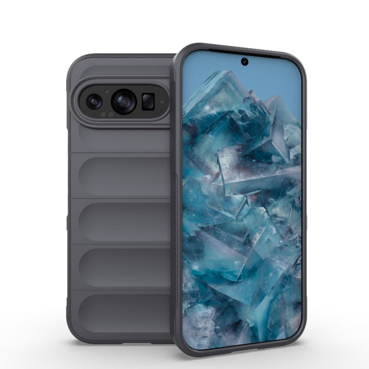 For Google Pixel 9 5G Global Magic Shield TPU + Flannel Phone Case(Dark Grey) - Google Cases by buy2fix | Online Shopping UK | buy2fix