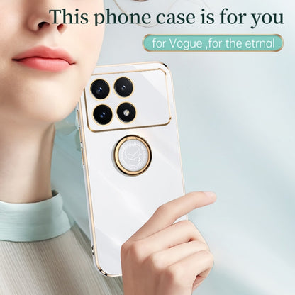 For Xiaomi Redmi K70E XINLI Straight Edge 6D Electroplate TPU Phone Case with Ring Holder(White) - K70E Cases by XINLI | Online Shopping UK | buy2fix