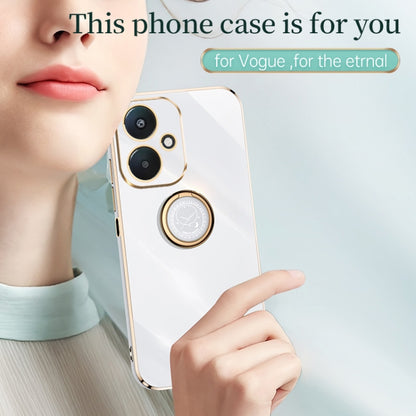 For Xiaomi Redmi 13C 5G XINLI Straight Edge 6D Electroplate TPU Phone Case with Ring Holder(White) - 13C Cases by XINLI | Online Shopping UK | buy2fix
