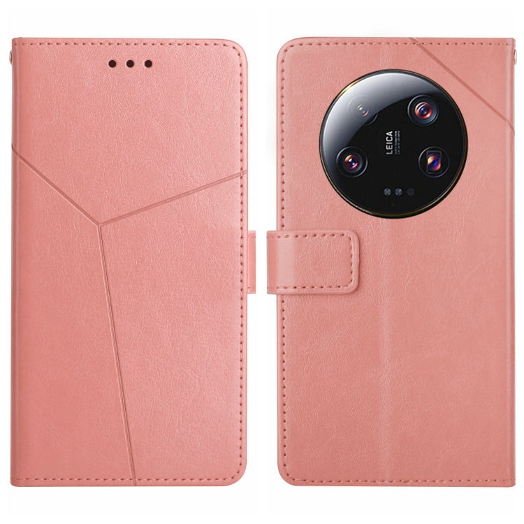 For Xiaomi 14 Ultra Y-shaped Pattern Flip Leather Phone Case(Pink) - 14 Ultra Cases by buy2fix | Online Shopping UK | buy2fix