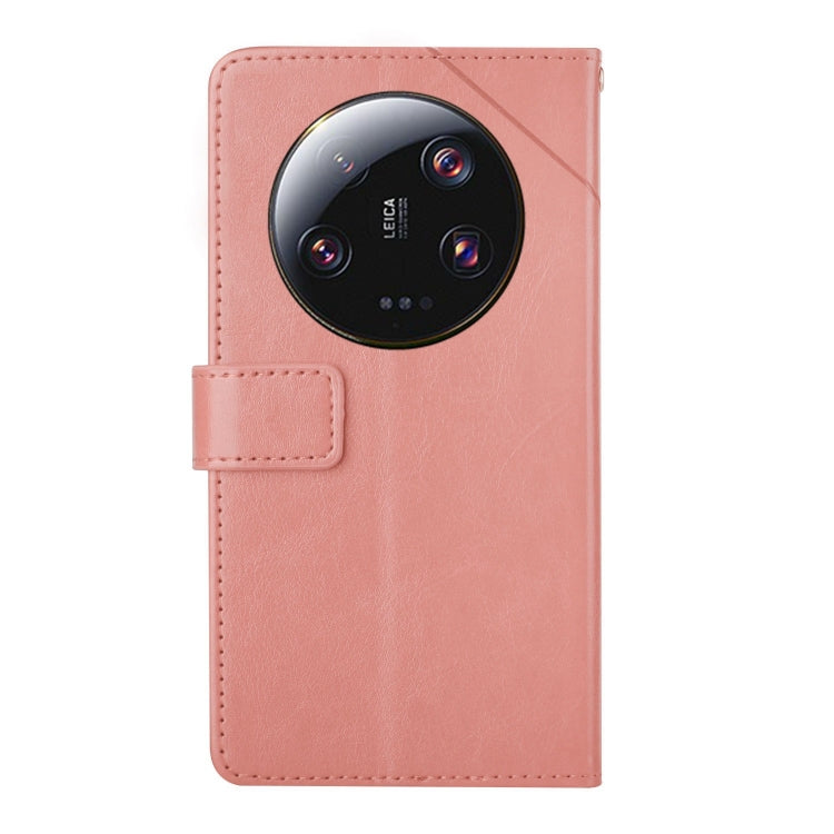 For Xiaomi 14 Ultra Y-shaped Pattern Flip Leather Phone Case(Pink) - 14 Ultra Cases by buy2fix | Online Shopping UK | buy2fix