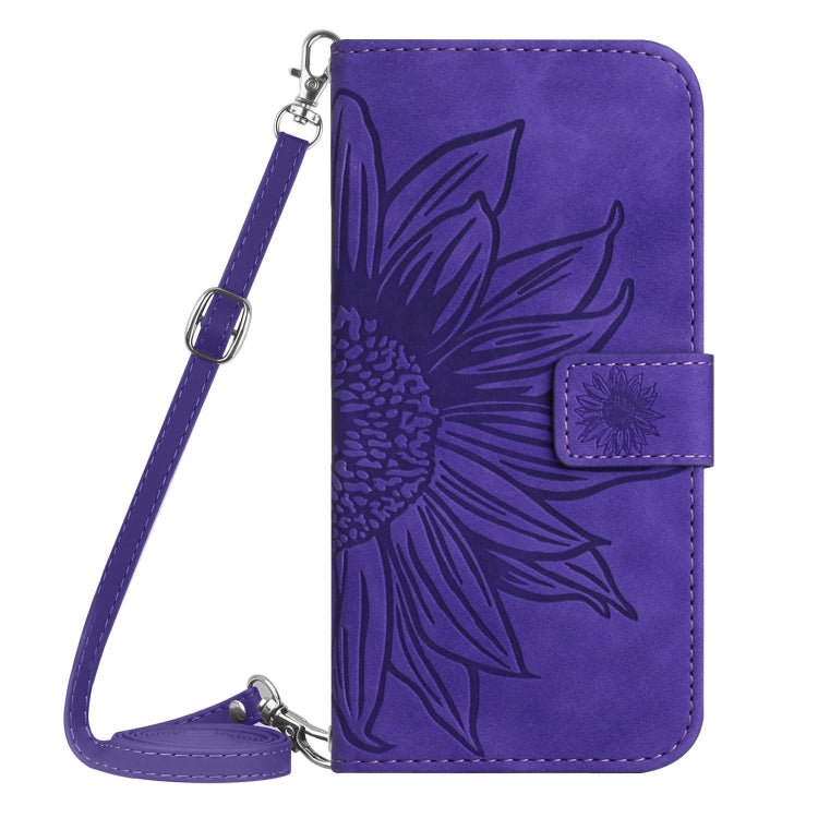 For Xiaomi Redmi A3 Skin Feel Sun Flower Embossed Flip Leather Phone Case with Lanyard(Dark Purple) - Xiaomi Cases by buy2fix | Online Shopping UK | buy2fix