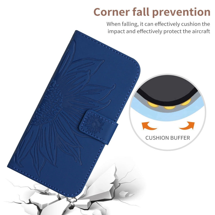 For Xiaomi Redmi Note 13 Pro 4G Global Skin Feel Sun Flower Embossed Flip Leather Phone Case with Lanyard(Dark Blue) - Note 13 Pro Cases by buy2fix | Online Shopping UK | buy2fix