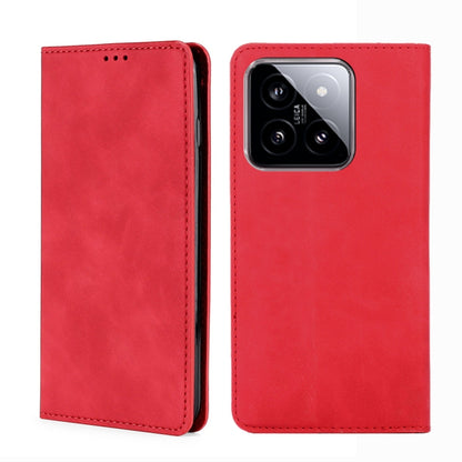 For Xiaomi 14 Skin Feel Magnetic Leather Phone Case(Red) - 14 Cases by buy2fix | Online Shopping UK | buy2fix