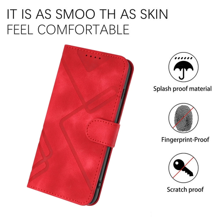 For iPhone 16 Pro Line Pattern Skin Feel Leather Phone Case(Red) - iPhone 16 Pro Cases by buy2fix | Online Shopping UK | buy2fix