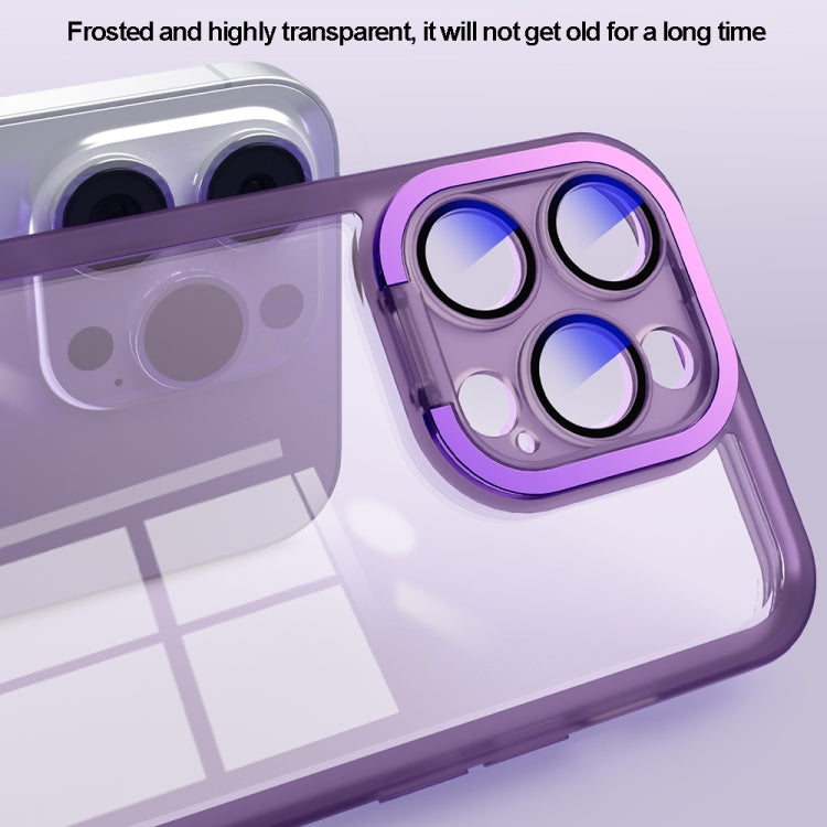 For iPhone 15 Invisible Lens Bracket Matte Transparent MagSafe Phone Case(Purple) - iPhone 15 Cases by buy2fix | Online Shopping UK | buy2fix