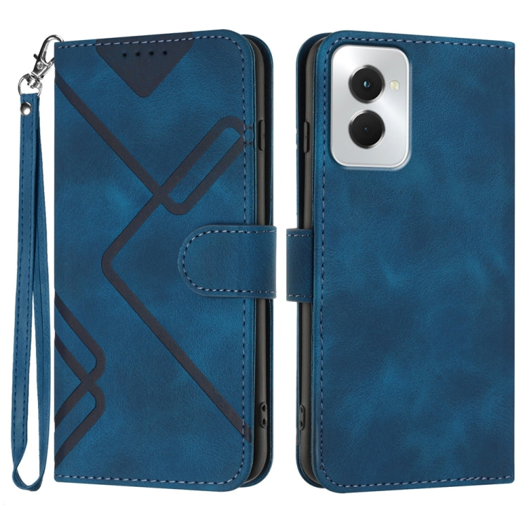 For Motorola Moto G Power 5G 2024 Line Pattern Skin Feel Leather Phone Case(Royal Blue) - Motorola Cases by buy2fix | Online Shopping UK | buy2fix