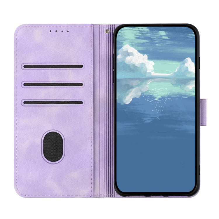 For Motorola Moto G Stylus 5G 2024 Line Pattern Skin Feel Leather Phone Case(Light Purple) - Motorola Cases by buy2fix | Online Shopping UK | buy2fix