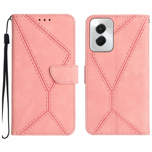 For Motorola Moto G Power 5G 2024 Stitching Embossed Leather Phone Case(Pink) - Motorola Cases by buy2fix | Online Shopping UK | buy2fix