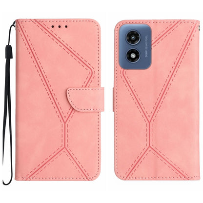 For Motorola Moto G Play 5G 2024 Stitching Embossed Leather Phone Case(Pink) - Motorola Cases by buy2fix | Online Shopping UK | buy2fix