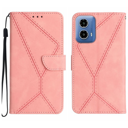 For Motorola Moto G Stylus 5G 2024 Stitching Embossed Leather Phone Case(Pink) - Motorola Cases by buy2fix | Online Shopping UK | buy2fix