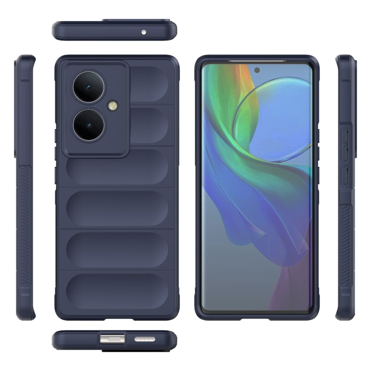 For vivo Y78+ Global Magic Shield TPU + Flannel Phone Case(Dark Blue) - vivo Cases by buy2fix | Online Shopping UK | buy2fix