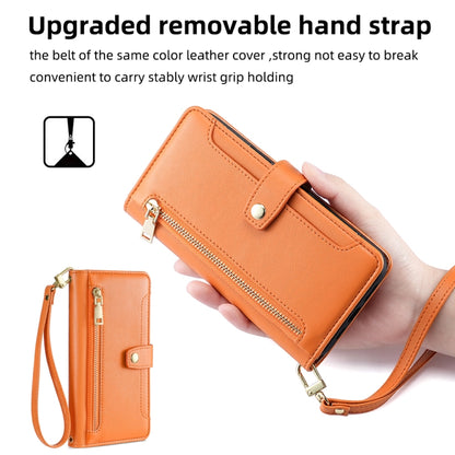 For Xiaomi 13 Pro Sheep Texture Cross-body Zipper Wallet Leather Phone Case(Orange) - 13 Pro Cases by buy2fix | Online Shopping UK | buy2fix