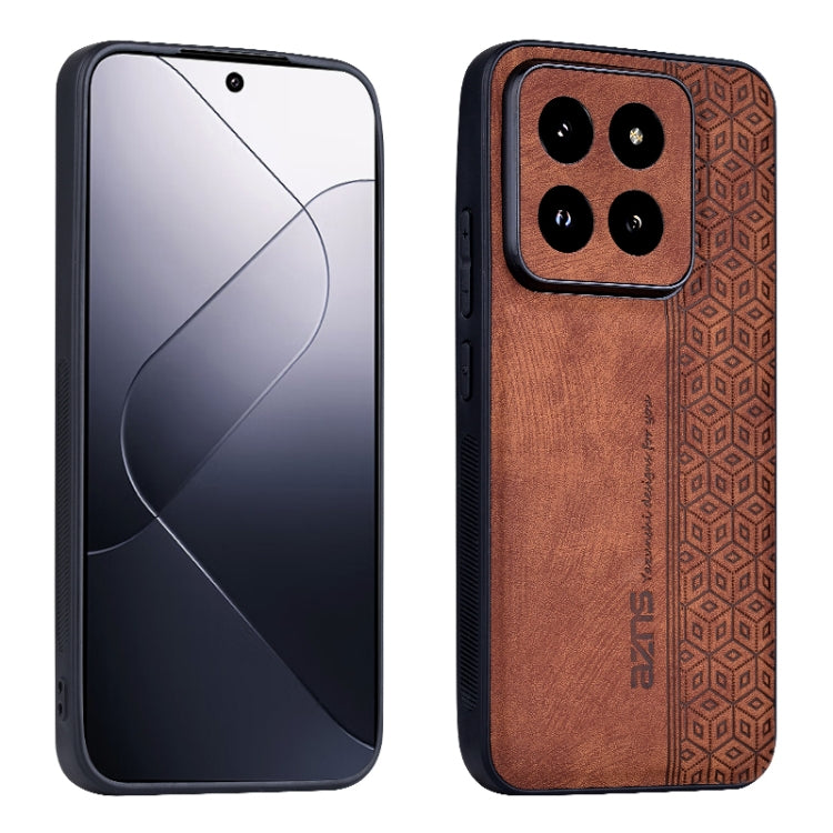 For Xiaomi 14 Pro AZNS 3D Embossed Skin Feel Phone Case(Brown) - 14 Pro Cases by AZNS | Online Shopping UK | buy2fix