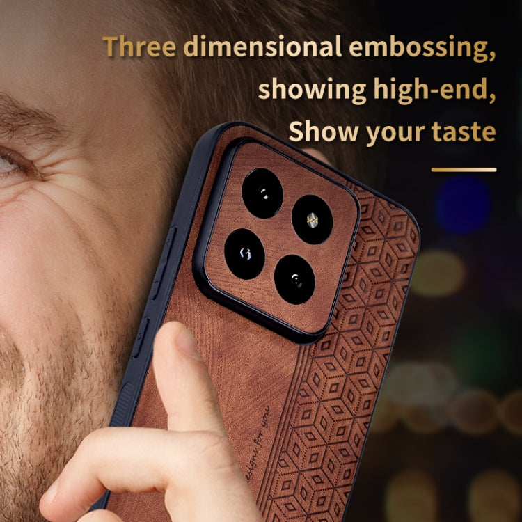 For Xiaomi 14 Pro AZNS 3D Embossed Skin Feel Phone Case(Brown) - 14 Pro Cases by AZNS | Online Shopping UK | buy2fix