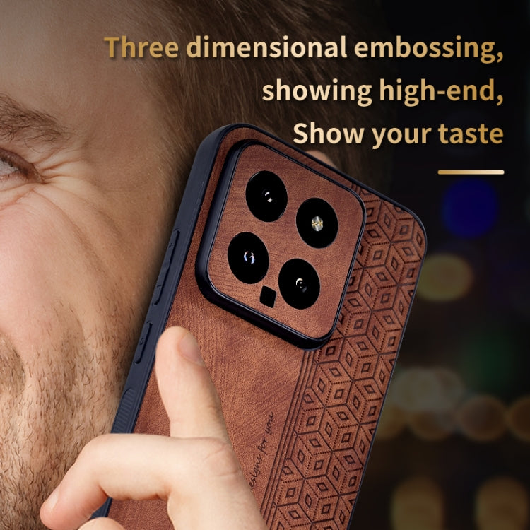 For Xiaomi 14 AZNS 3D Embossed Skin Feel Phone Case(Brown) - 14 Cases by AZNS | Online Shopping UK | buy2fix