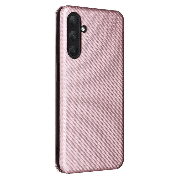 For Samsung Galaxy M54 5G Carbon Fiber Texture Flip Leather Phone Case(Pink) - Galaxy Phone Cases by buy2fix | Online Shopping UK | buy2fix