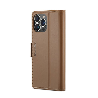 For iPhone 15 Pro CaseMe 023 Butterfly Buckle Litchi Texture RFID Anti-theft Leather Phone Case(Brown) - iPhone 15 Pro Cases by CaseMe | Online Shopping UK | buy2fix