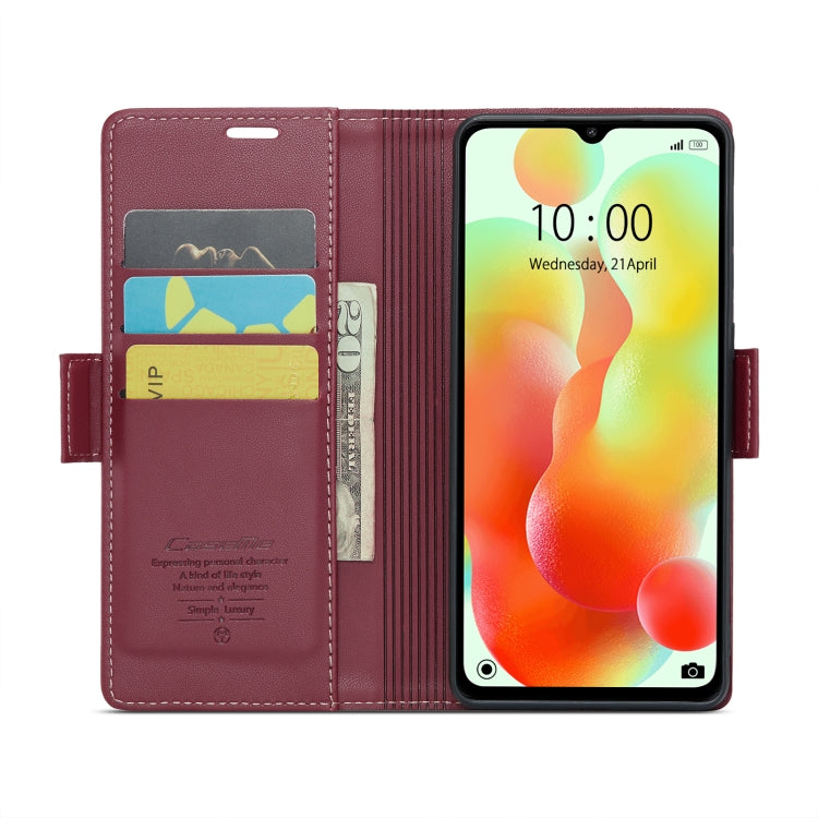 For Xiaomi Redmi 11A/12C CaseMe 023 Butterfly Buckle Litchi Texture RFID Anti-theft Leather Phone Case(Wine Red) - Xiaomi Cases by CaseMe | Online Shopping UK | buy2fix